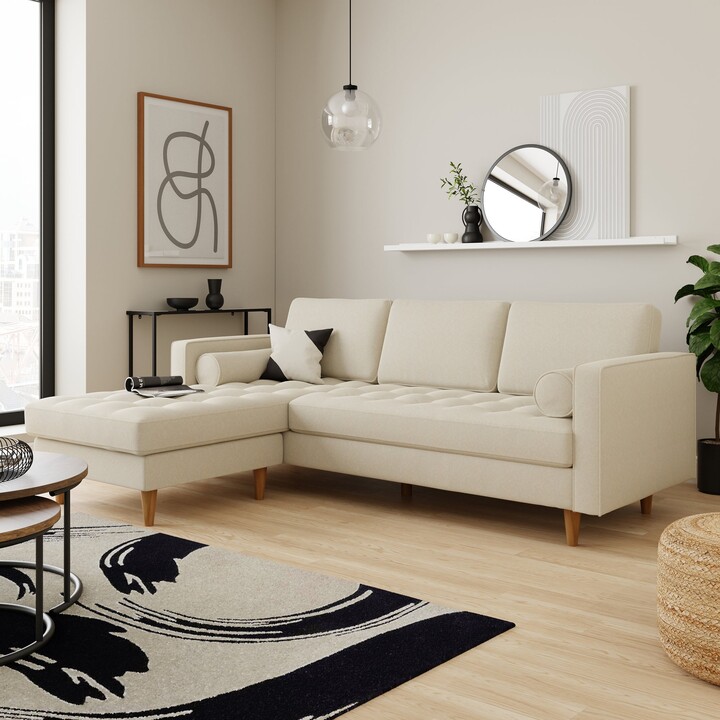 Dunelm Zoe Luna Fabric Corner Chaise Luna Natural ShopStyle Armchairs