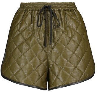 Self-Portrait Quilted faux leather shorts