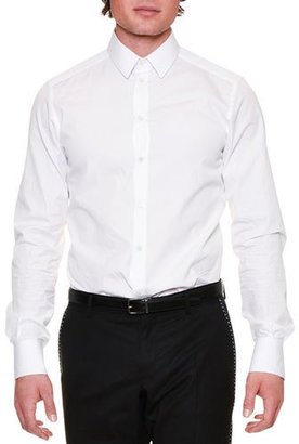 Dolce & Gabbana Long-Sleeve Woven Button-Front Shirt, White