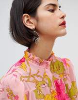 Thumbnail for your product : ASOS Design Blouse with Ruffle High Neck in Bright Pink Retro Floral