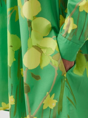 BERNADETTE Gregory Floral-print Cotton-blend Shirt Dress - Green Print