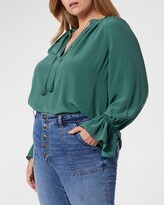 Thumbnail for your product : Joie Plus Cecarina Ruched Bell-Sleeve Tassel Top