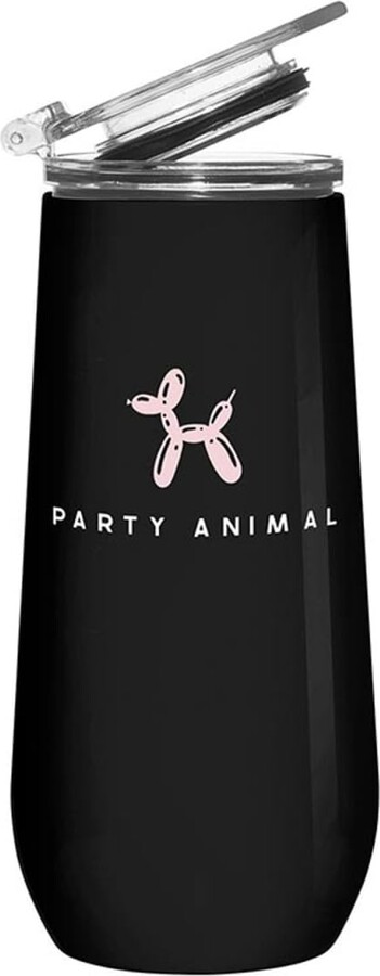 Slant Collections Stainless Steel Champagne Drink Tumbler, 12-Ounce, Party Animal