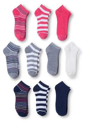 Modern Heritage Women's Stripe Solid Combo Low Cut Sock 10-Pack - Bright Pink 9-11