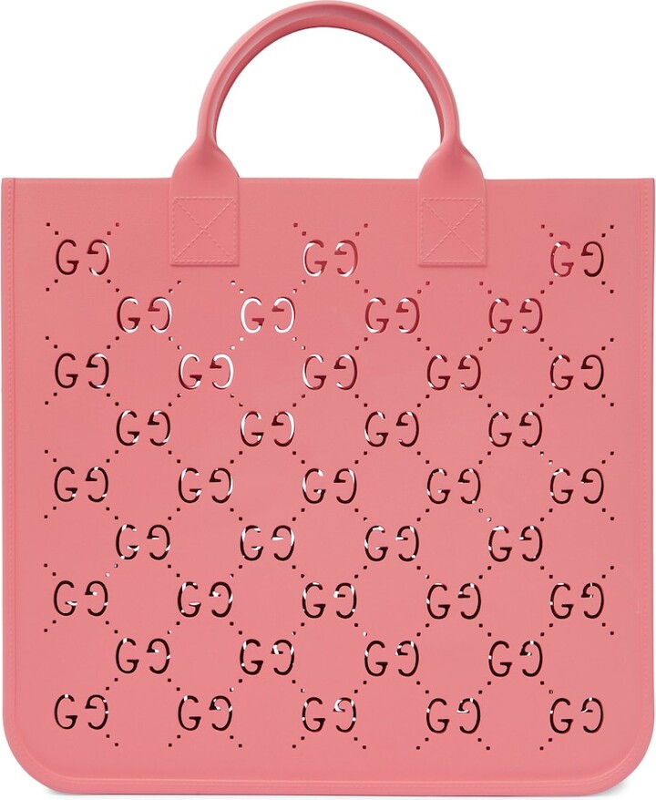 Children's GG tote bag in Pink Rubber