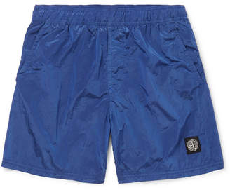 Stone Island Wide-Leg Mid-Length Logo-Appliqued Swim Shorts
