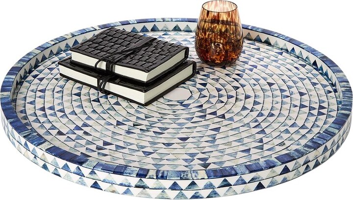 Tozai Two's Company Triangle Inlaid Decorative Round Serving Tray