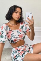 Thumbnail for your product : boohoo Floral Puff Sleeve Top & Shorts Co-ord Set