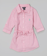Thumbnail for your product : U.S. Polo Assn. Pink Kite Stripe Belted Button-Up Dress - Toddler & Girls