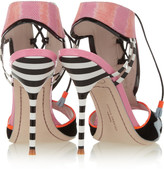 Thumbnail for your product : Sophia Webster Leilou Stripe leather, suede and canvas sandals