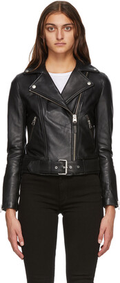 mackage black leather jacket