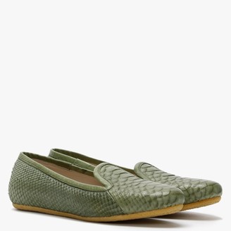 Graceful Shoes Gaby Green Reptile Leather Ballet Flats
