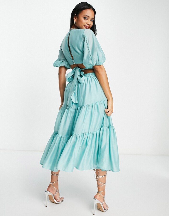 Blue Lace Midi Dress | Shop The Largest Collection | ShopStyle