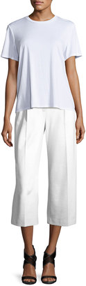 Moschino Boutique Wide-Leg Cropped Stretch Trousers, White