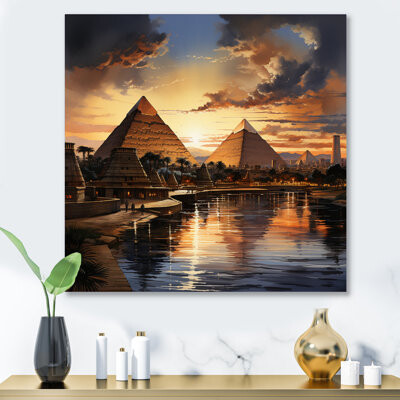 Ebern Designs Egypt Sunrise Over The Puramid II - Egyptians Print on Metal