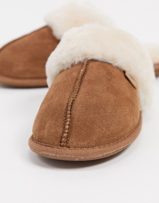 Sheepskin by Totes mule slippers in chestnut - ShopStyle