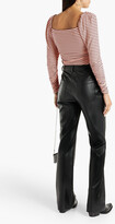 Thumbnail for your product : Maje Ruched striped ribbed jersey top