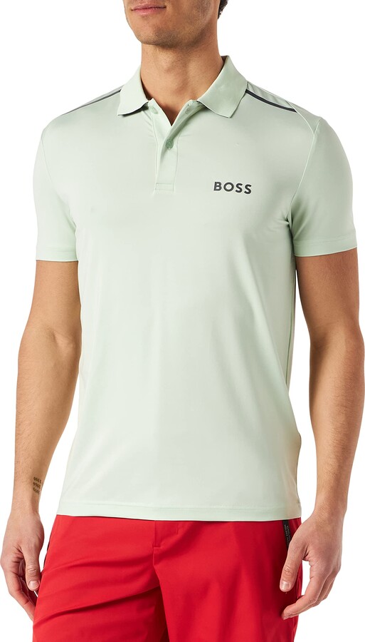 HUGO BOSS Mens Paddytech Regular-fit Polo Shirt with Contrast Stripes and  Logos Green - ShopStyle