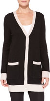 Thumbnail for your product : Neiman Marcus Cashmere Two-Tone Button-Front Boyfriend Cardigan