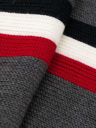 Moncler RWB stripe fringed scarf