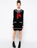 Thumbnail for your product : Love Moschino Long Sleeve Jumper Dress with Sailor Neck