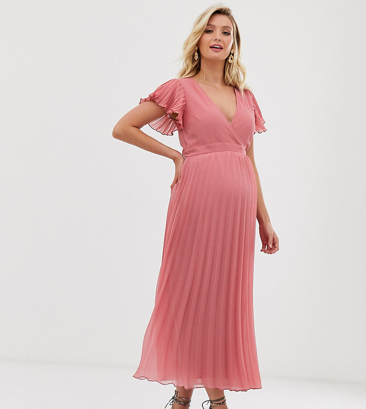 ruffle wrap midi dress