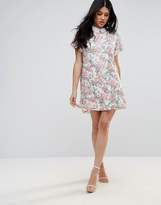 Thumbnail for your product : Endless Rose Short Sleeve Floral Shift Dress With Collared Detail