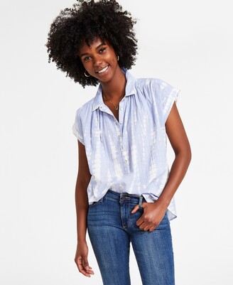 Lucky Brand Women's Cotton Washed Dolman Popover Shirt - ShopStyle Tops