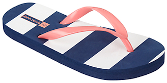John Lewis 7733 Children's Stripe Flip Flops, Navy/Pink