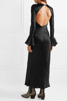 Thumbnail for your product : Les Rêveries Open-back Silk-satin Maxi Dress - Black