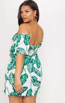 Thumbnail for your product : PrettyLittleThing Plus White Tropical Print Bardot Shift Dress