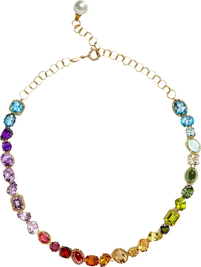 Dolce & Gabbana 18K yellow gold Rainbow gemstone necklace