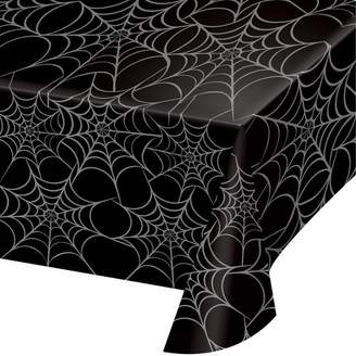Creative Converting Silver Web Plastic Tablecloth Black