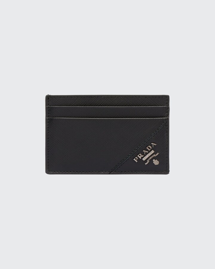 Prada Men's Saffiano Leather Card Case with Money Clip - ShopStyle Wallets