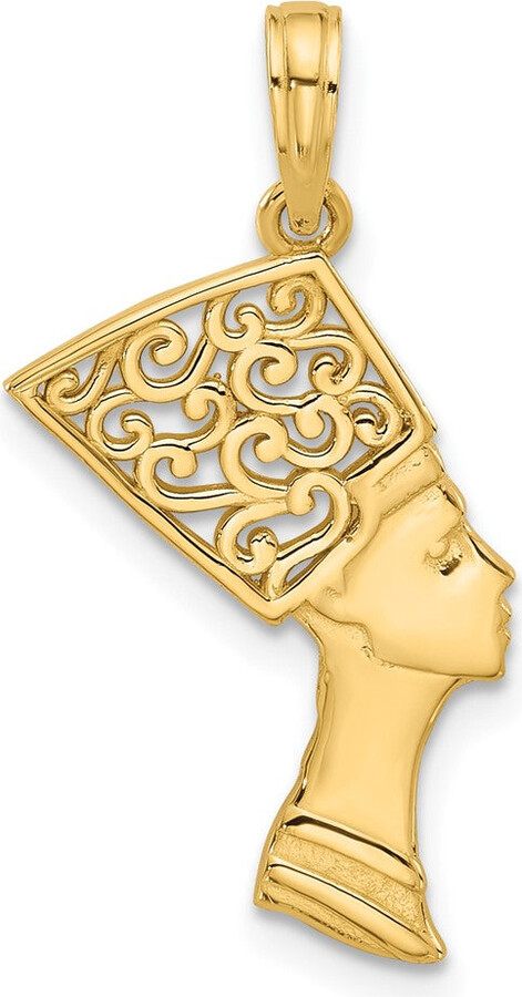 Diamond2Deal 14k Yellow Gold Fancy Nefertiti Profile Charm Pendant