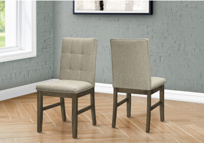 Monarch Specialties Inc. Dining Chair, 37" Height, Set Of 2, Upholstered, Dining Room, Kitchen, Brown Fabric, Grey Solid Wood, Transitional