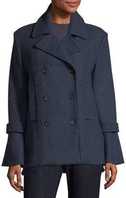 Joie Aeolia Double-Breasted Wool-Blend Pea Coat