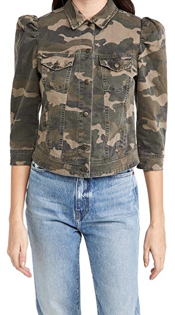 cropped camo denim jacket
