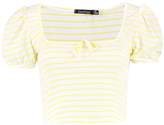 Thumbnail for your product : boohoo Stripe Puff Sleeve Square Neck Crop Top