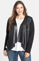 Thumbnail for your product : Calvin Klein Faux Leather & Knit Shrug (Plus Size)