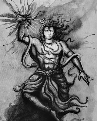 Bungalow Rose Lord Shiva Tandav | Watercolor On Paper | By Prasad P Mahale