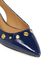 Thumbnail for your product : Tory Burch Studded Crinkled Patent-leather Point-toe Flats