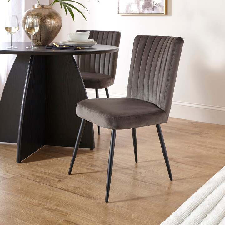 Dunelm Taylor Dining Chair, Velvet Charcoal ShopStyle