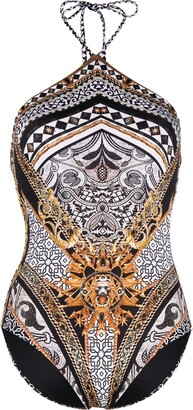 Camilla Graphic-Print Halterneck Swimsuit
