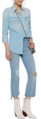 Mother Insider Crop Distressed High-Rise Kick-Flare Jeans