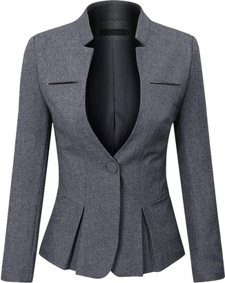 YYNUDA Womens Slim Fit Blazer Long Sleeve Formal Work Office Blazer Jacket Plain Classic Suit Jakcet 