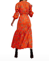 Thumbnail for your product : Cynthia Rowley Floral-Print Tie-Neck Cotton Maxi Dress