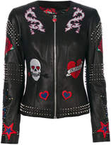 Philipp Plein studded patch leather jacket