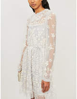 Thumbnail for your product : NEEDLE AND THREAD Esme floral-embroidered chiffon dress