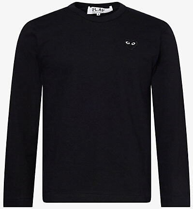 Comme des Garçons PLAY Mens Black Small Heart Logo-Print Cotton T-Shirt Xl
